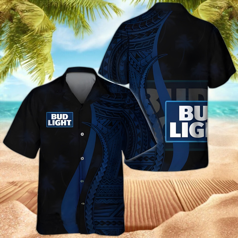 Bud Light Hawaiian Shirt Polynesian Pattern Gift For Beach Lovers Bud Light Hawaiian Shirt Polynesian Pattern Gift For Beach Lovers