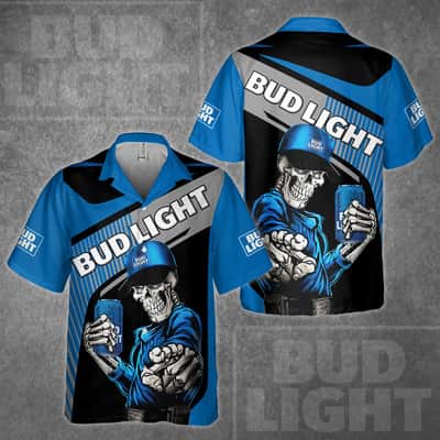 Bud Light Hawaiian Shirt Skeleton Gift For Beer Lovers Bud Light Hawaiian Shirt Skeleton Gift For Beer Lovers