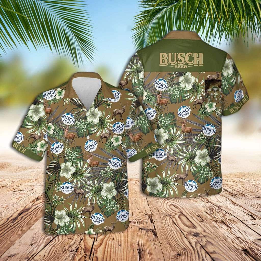 Busch Light Hawaiian Shirt Deer And Tropical Flower Pattern Beer Lovers Gift