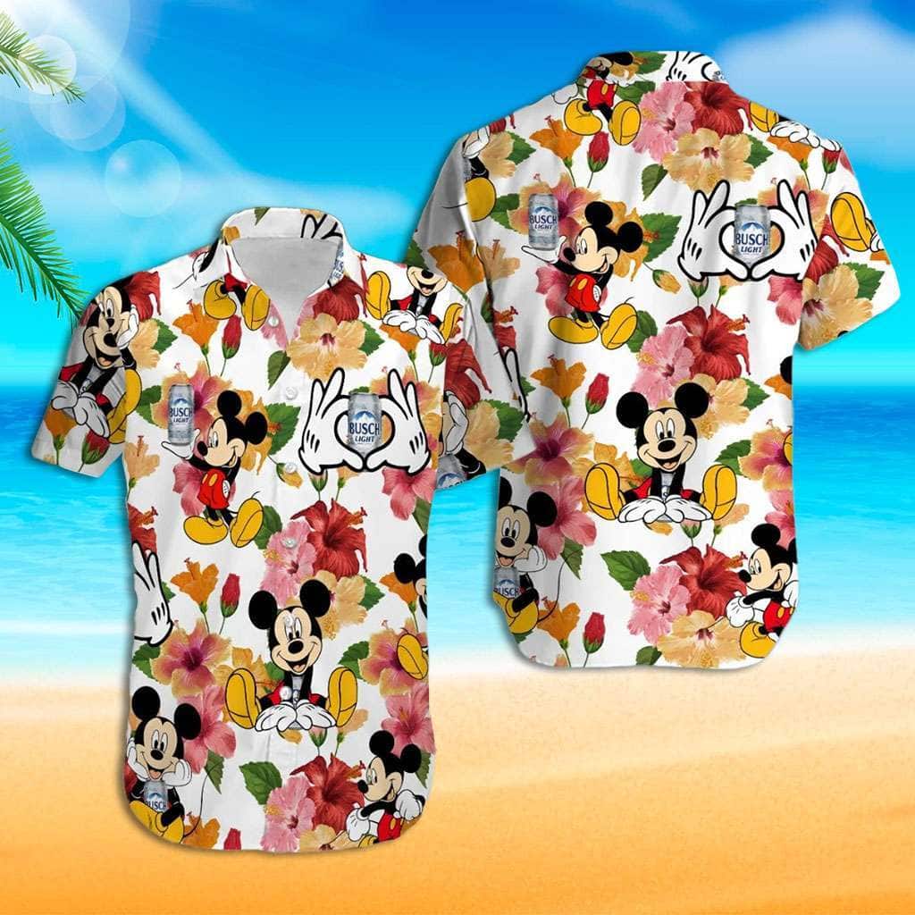 Mickey Mouse And Busch Light Beer Hawaiian Shirt