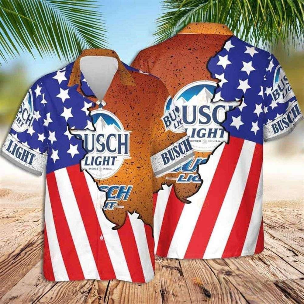 Busch Light Hawaiian Shirt US Flag Gift For Beer Drinkers