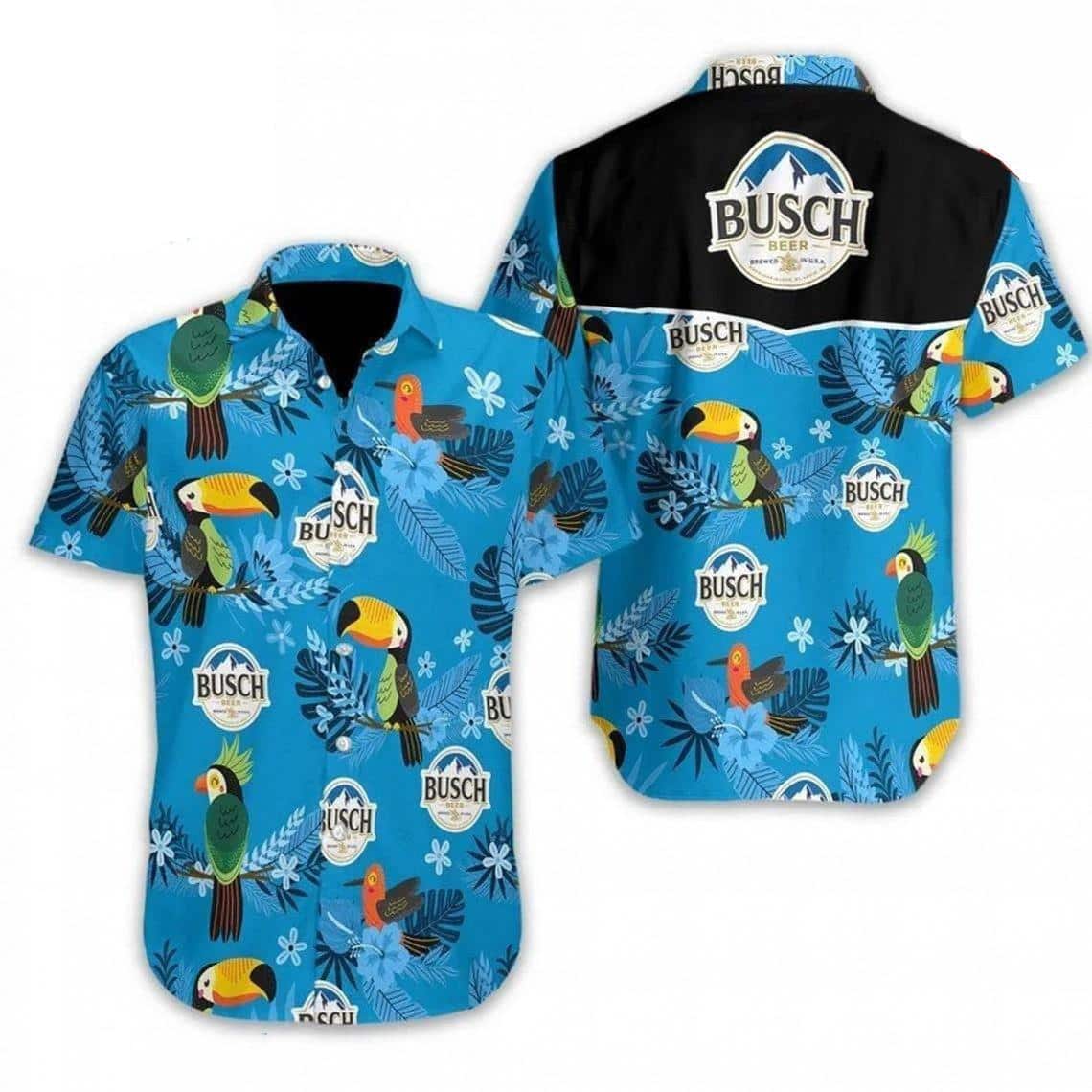Busch Light Hawaiian Shirt Bird And Tropical Flower Pattern Beach Lovers Gift