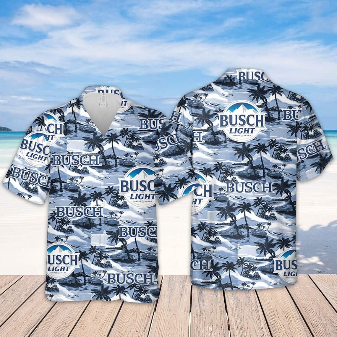Busch Light Hawaiian Shirt Sea Island Pattern Beer Lovers Gift