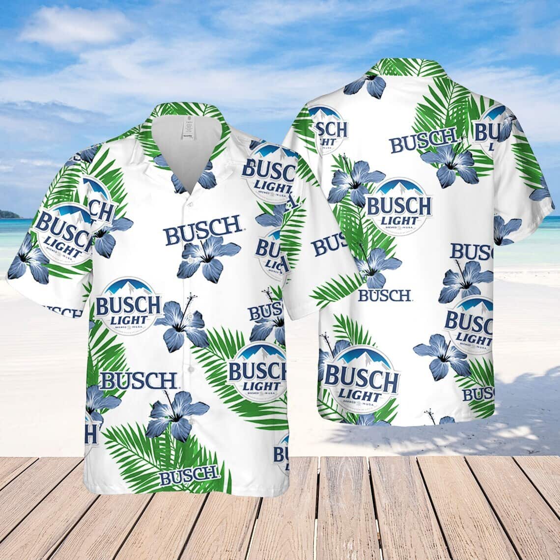 Busch Light Hawaiian Shirt Hibiscus Flower Pattern Beach Gift For Friend
