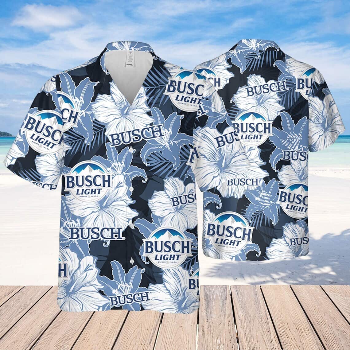 Busch Light Beer Hawaiian Shirt Flower Pattern