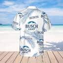 Busch Light Hawaiian Shirt Palm Leaves Pattern Gift For Beach Vacation