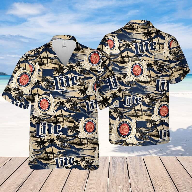 Miller Lite Beer Hawaiian Shirt Island Pattern Gift For Beach Trip