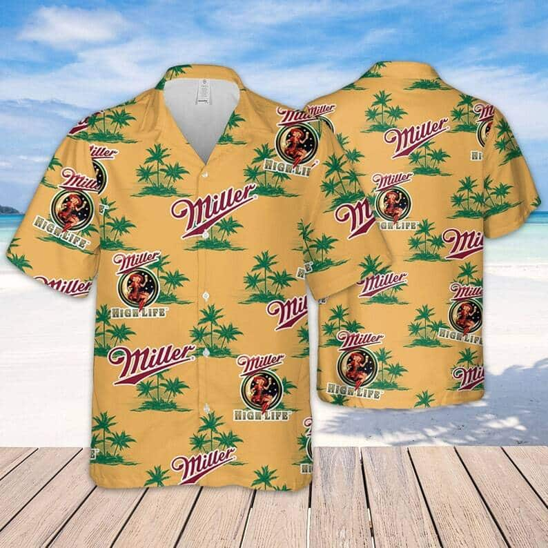 Miller High Life Hawaiian Shirt Island Pattern Summer Beach Gift