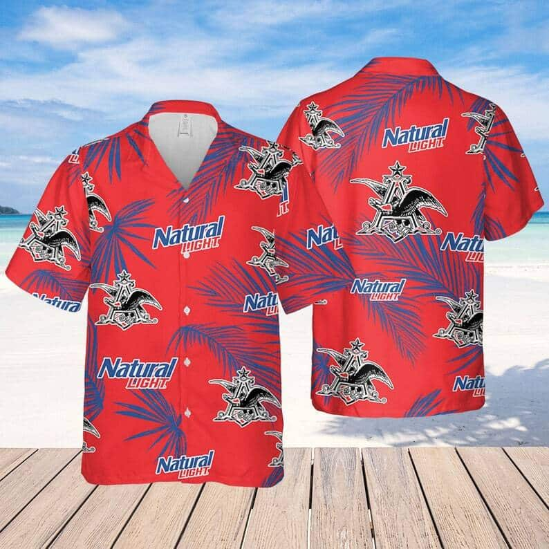 Natural Light Beer Hawaiian Shirt Palm Leaves Pattern All Over Print