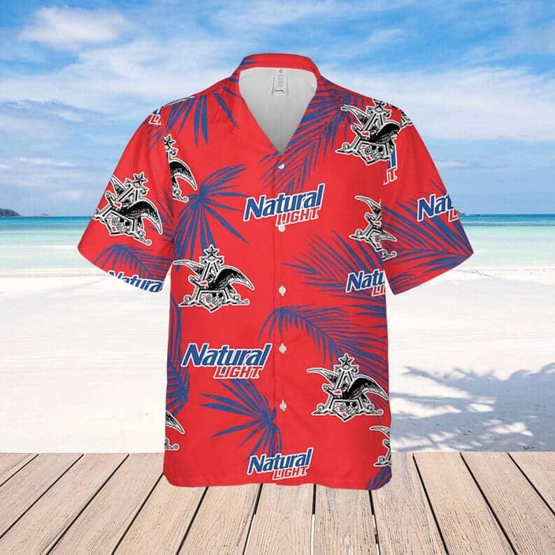 Natural Light Beer Hawaiian Shirt Palm Leaves Pattern All Over Print Natural Light Beer Hawaiian Shirt Palm Leaves Pattern All Over Print
