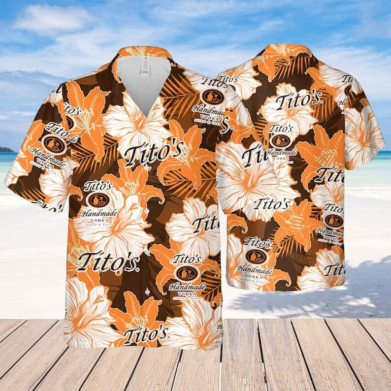 Tito's Hawaiian Shirt Tropical Flower Pattern Beach Gift For Vodka Lovers