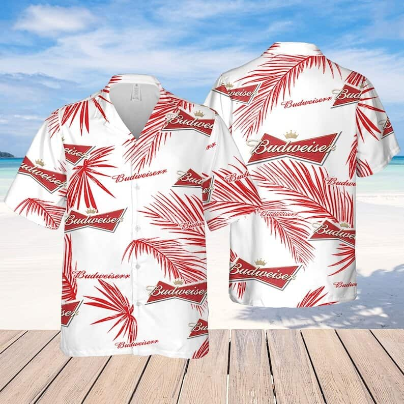 Budweiser Beer Hawaiian Shirt Palm Leaves Pattern All Over Print