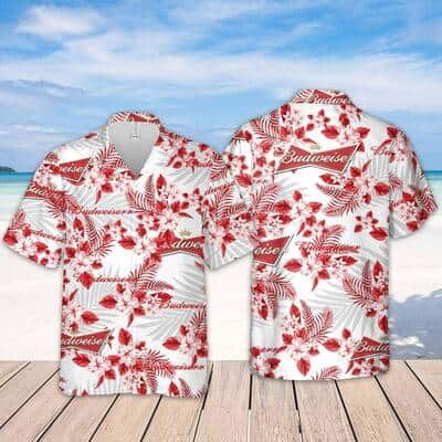 Budweiser Hawaiian Shirt Tropical Flower Pattern Summer Holiday Gift Budweiser Hawaiian Shirt Tropical Flower Pattern Summer Holiday Gift