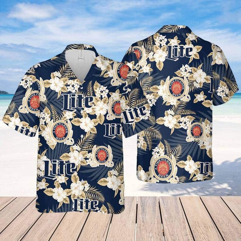 Miller Lite Beer Hawaiian Shirt Tropical Flower Pattern Beach Gift For Friend