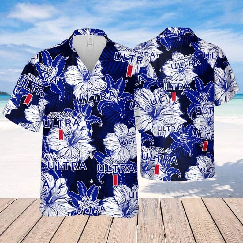 Michelob Ultra Beer Hawaiian Shirt Tropical Flower Pattern