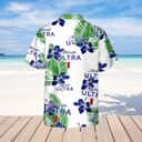White Michelob Ultra Beer Hawaiian Shirt Hibiscus Flower Pattern White Michelob Ultra Beer Hawaiian Shirt Hibiscus Flower Pattern