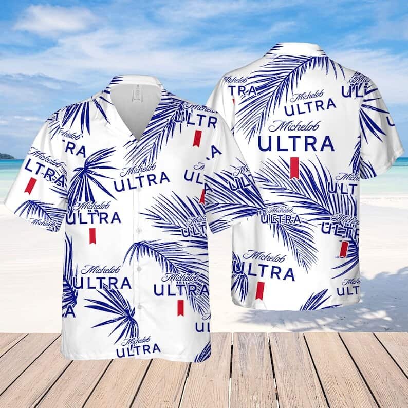 Michelob Ultra Beer Hawaiian Shirt Palm Leaves Pattern Best Beach Gift