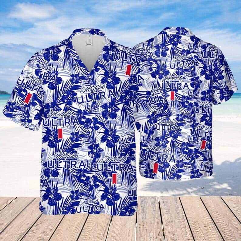 Michelob Ultra Hawaiian Shirt Tropical Flower Pattern Gift For Beach Trip