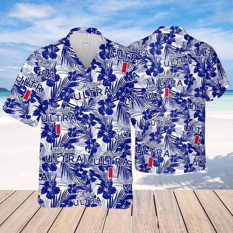 Michelob Ultra Hawaiian Shirt Tropical Flower Pattern Gift For Beach Trip Michelob Ultra Hawaiian Shirt Tropical Flower Pattern Gift For Beach Trip