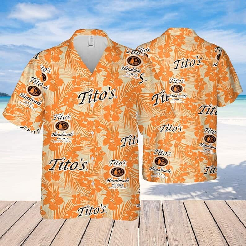 Tito's Vodka Hawaiian Shirt Tropical Flower Pattern Best Beach Gift