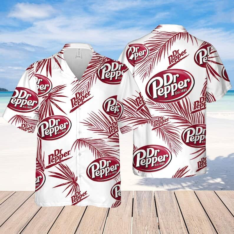 Dr Pepper Hawaiian Shirt Palm Leaves Pattern Summer Beach Gift