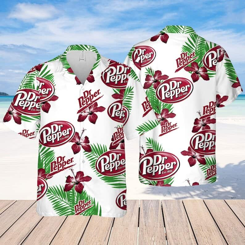 Dr Pepper Hawaiian Shirt Hibiscus Flower Beach Gift For Friend