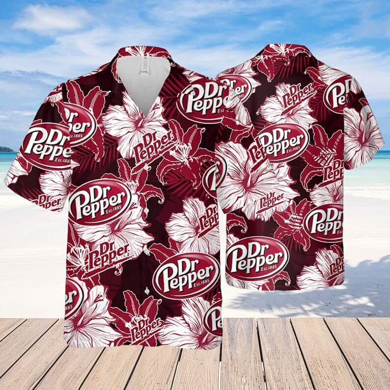 Dr Pepper Hawaiian Shirt Tropical Flower Pattern Summer Holiday Gift