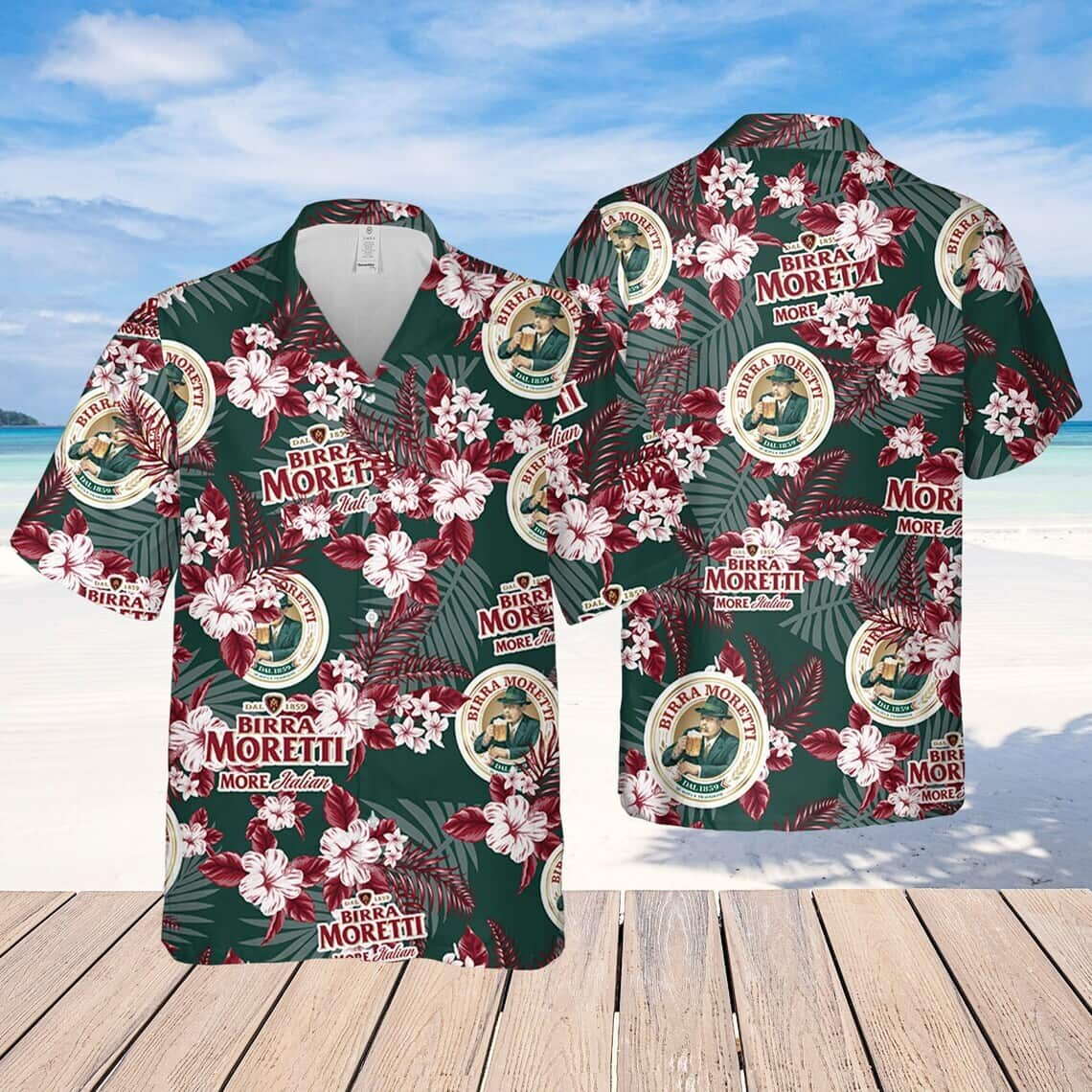 Birra Moretti Beer Flower Pattern Hawaiian Shirt Summer Beach Gift