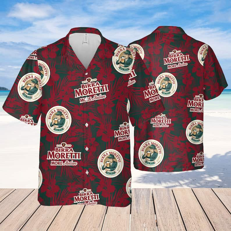 Birra Moretti Beer Hawaiian Shirt Tropical Flower Pattern Beach Gift