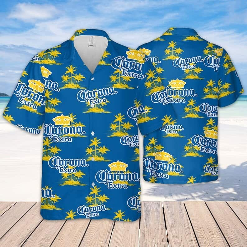 Corona Extra Island Pattern Hawaiian Shirt For Beach Lovers