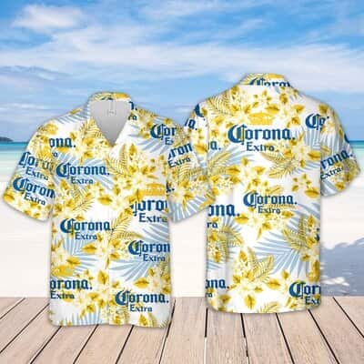 Corona Extra Beer Tropical Flower Pattern Hawaiian Shirt