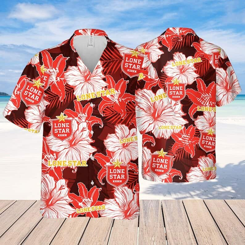 Lone Star Tropical Flower Pattern Hawaiian Shirt Beer Lovers Gift