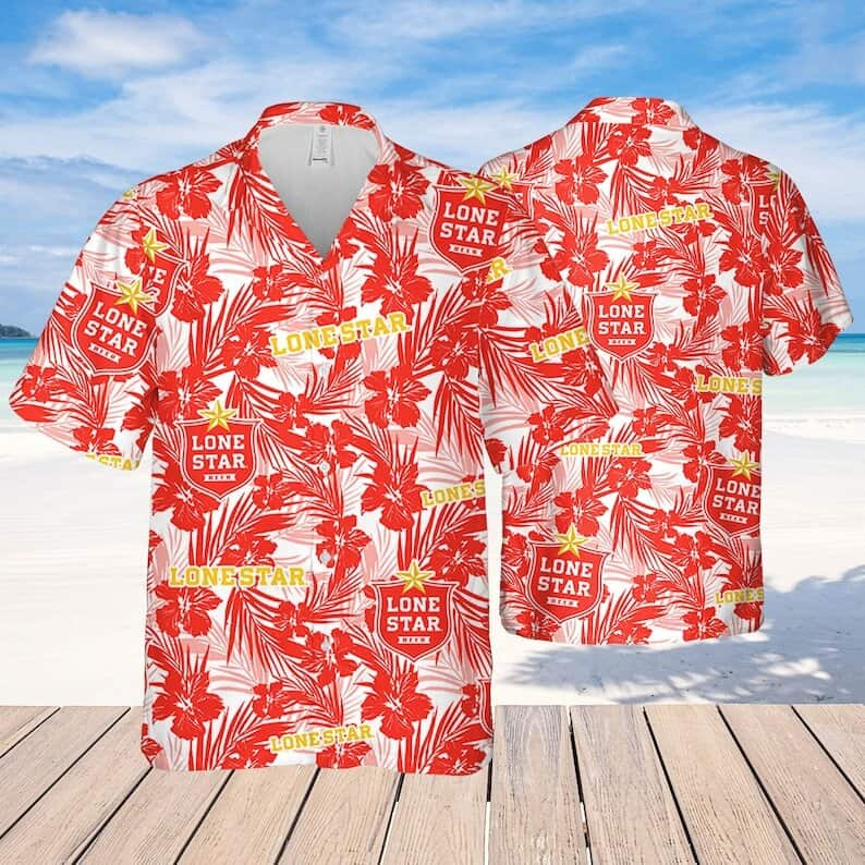 Lone Star Tropical Hibiscus Hawaiian Shirt Practical Beach Gift