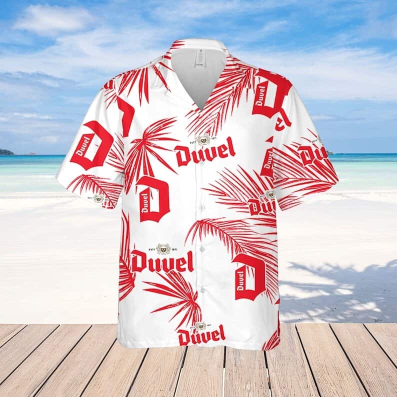 Duvel Beer Palm Leaves Pattern Hawaiian Shirt