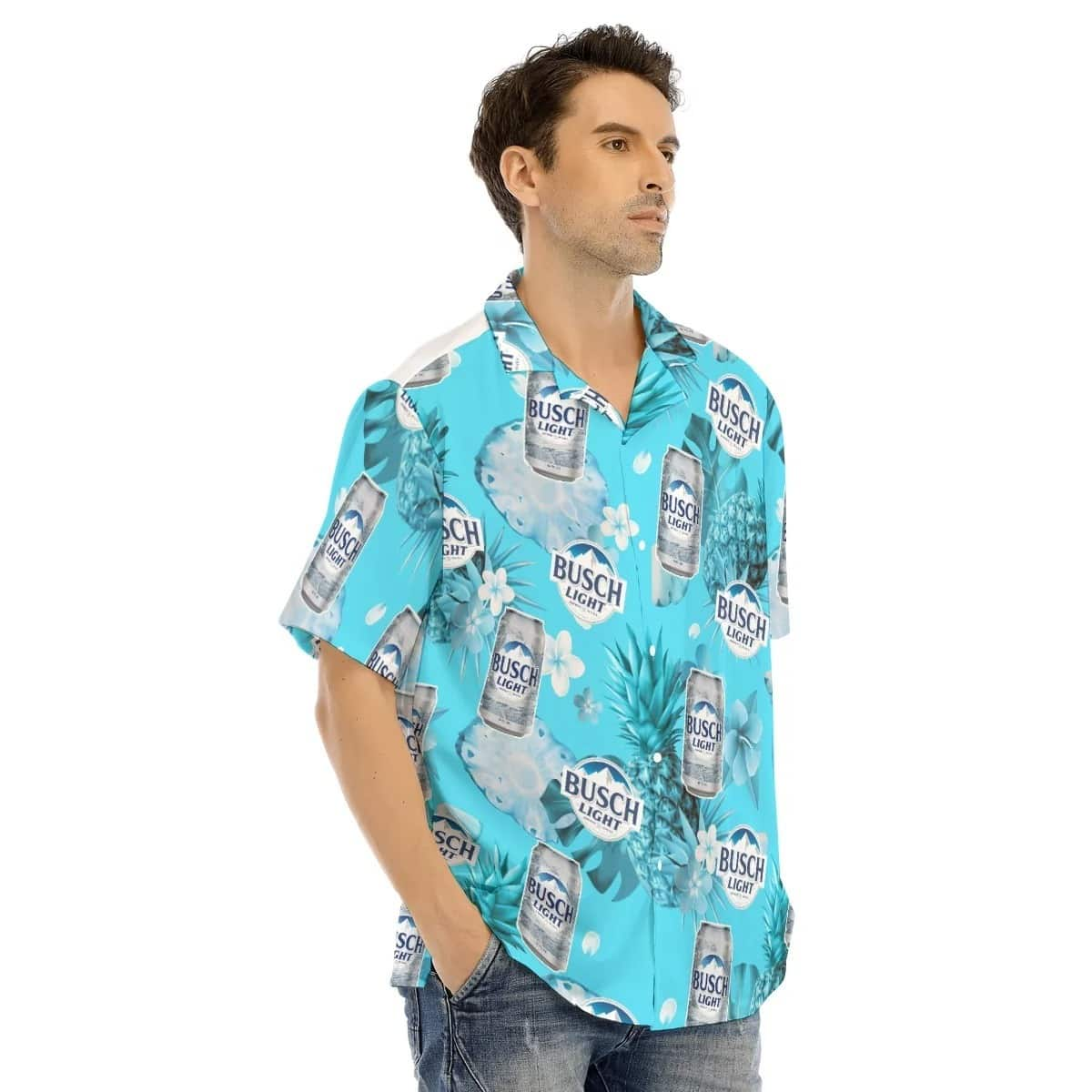 Busch Light Beer Hawaiian Shirt Pineapple And Tropical Flower Beach Lovers Gift