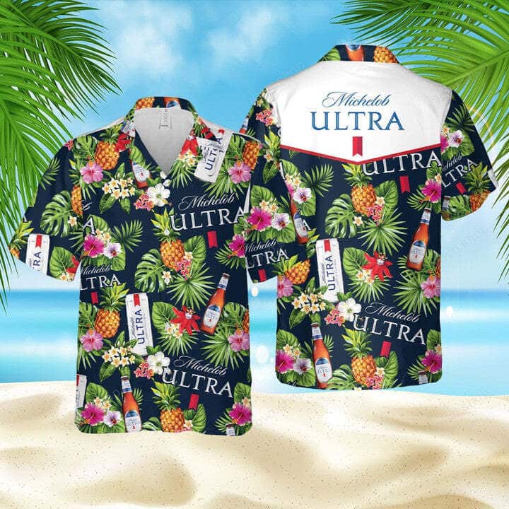 Michelob Ultra Beer Hawaiian Shirt Tropical Pattern Gift For Beach Vacation