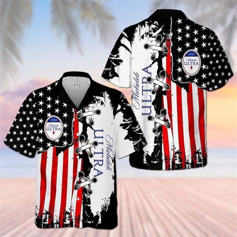 Michelob Ultra Beer Hawaiian Shirt US Flag Independence Day 4th Of July Michelob Ultra Beer Hawaiian Shirt US Flag Independence Day 4th Of July