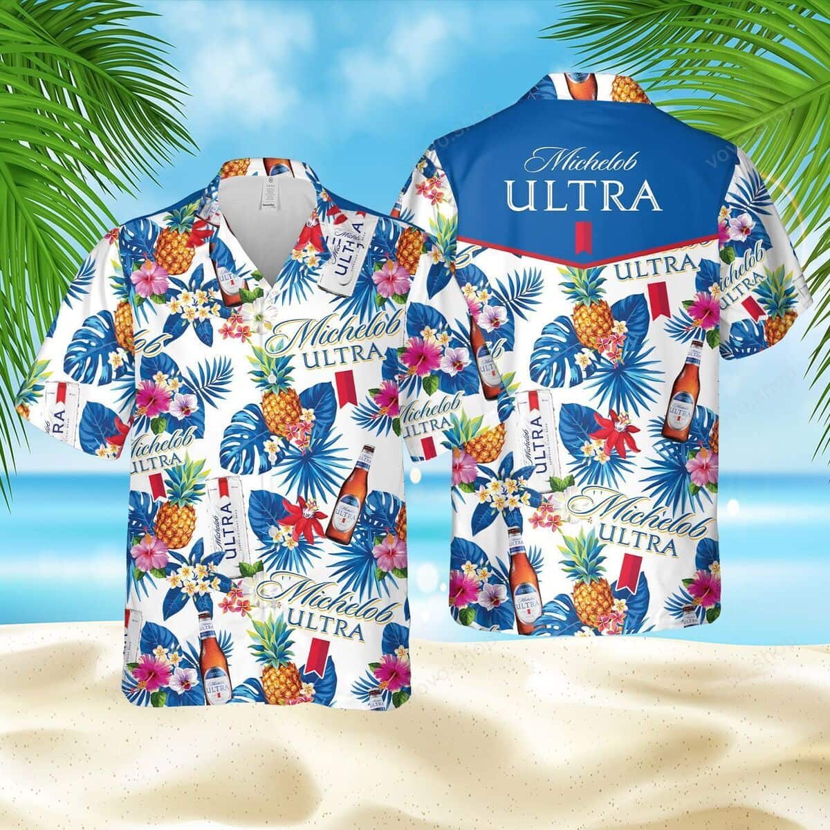 Michelob Ultra Beer Hawaiian Shirt Tropical Pattern