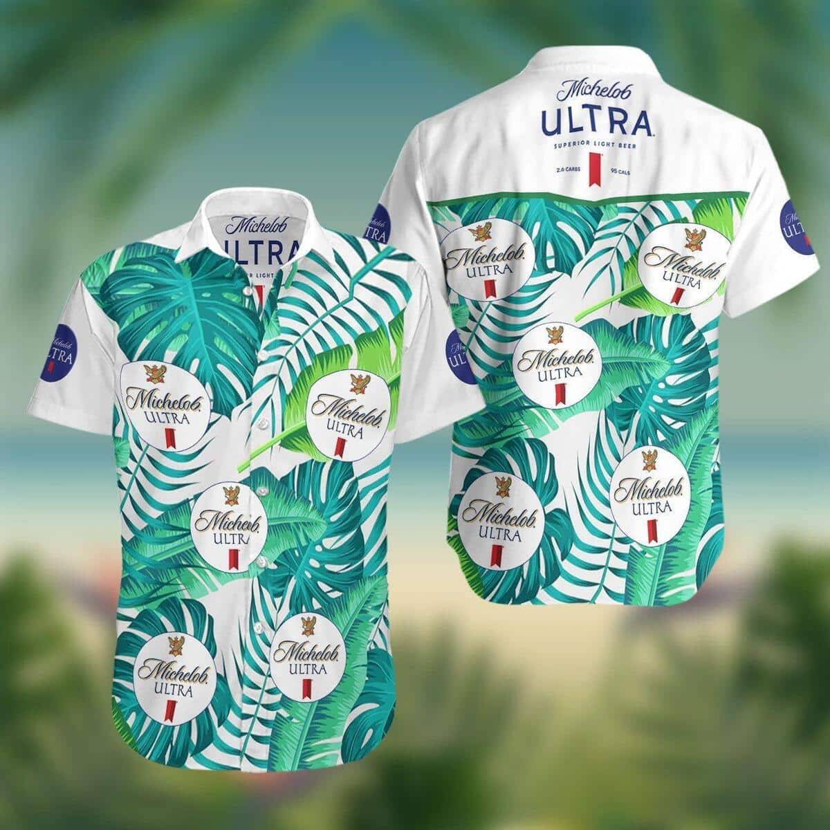 Michelob Ultra Beer Hawaiian Shirt Tropical Palm Leaves Summer Holiday Gift