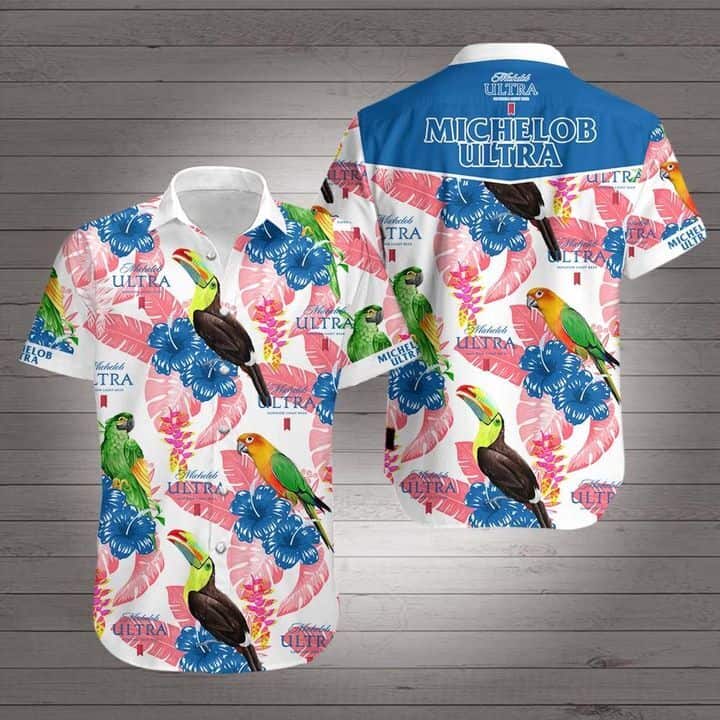 Michelob Ultra Hawaiian Shirt Bird And Hibiscus Flower Best Beach Gift
