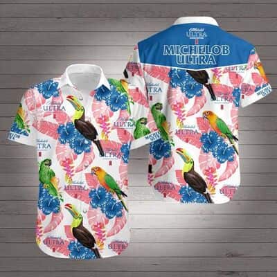Michelob Ultra Hawaiian Shirt Bird And Hibiscus Flower Best Beach Gift Michelob Ultra Hawaiian Shirt Bird And Hibiscus Flower Best Beach Gift