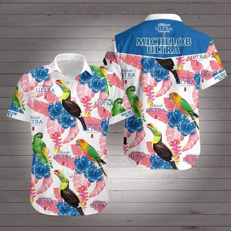 Michelob Ultra Hawaiian Shirt Bird And Hibiscus Flower Best Beach Gift Michelob Ultra Hawaiian Shirt Bird And Hibiscus Flower Best Beach Gift