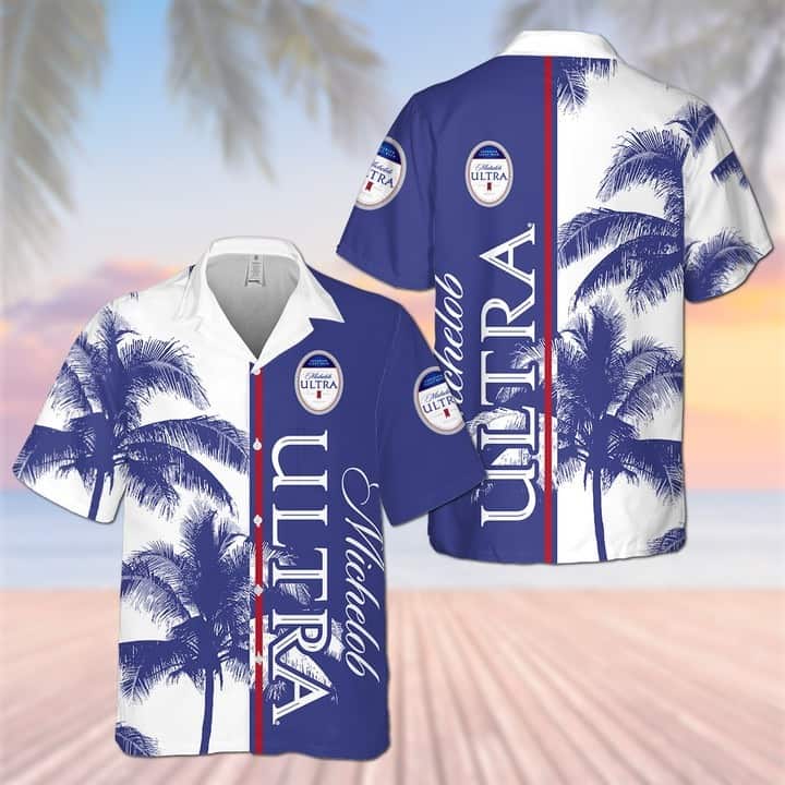 Michelob Ultra Hawaiian Shirt Palm Tree Summer Beach Gift