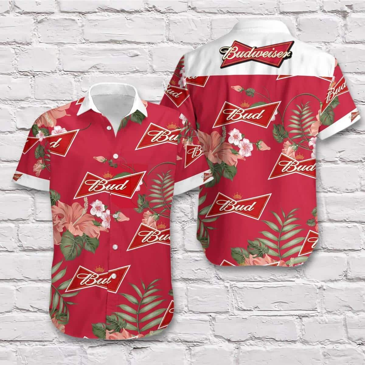 Budweiser Beer Hawaiian Shirt Tropical Flower All Over Print