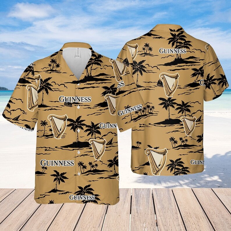 Vintage Guinness Beer Hawaiian Shirt Beach Vacation Gift
