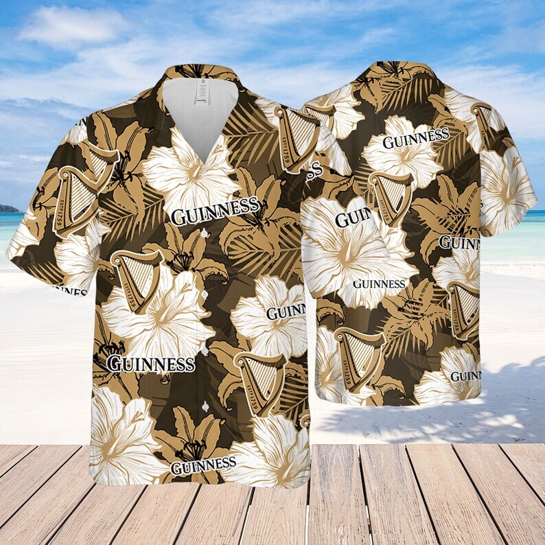 Guinness Beer Hawaiian Shirt Tropical Pattern Gift For Beach Vacation