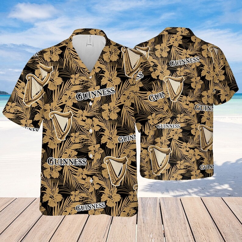 Guinness Hawaiian Shirt Tropical Flower Pattern Best Beach Gift
