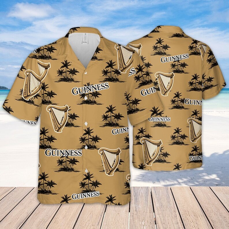 Guinness Beer Hawaiian Shirt Island Pattern Beach Vacation Gift