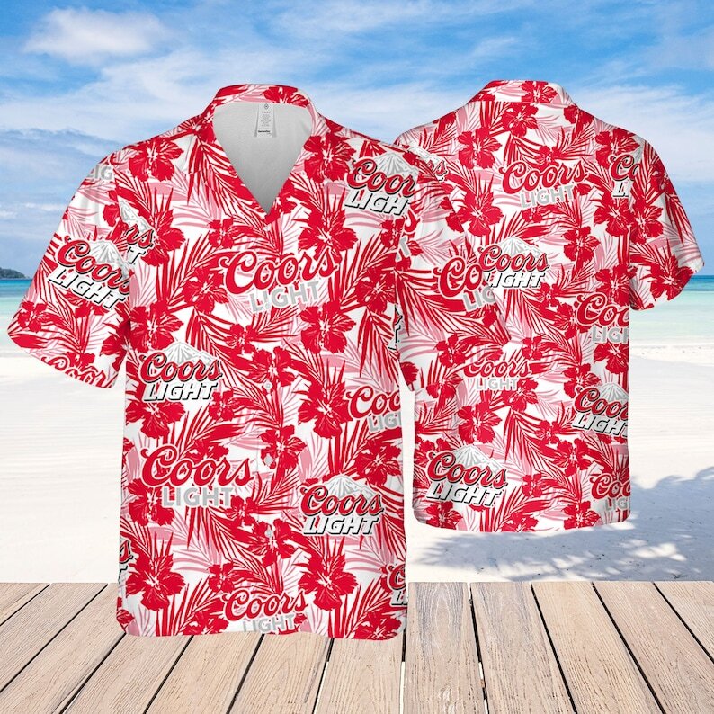 Coors Light Beer Hawaiian Shirt Tropical Flower Pattern All Over Print
