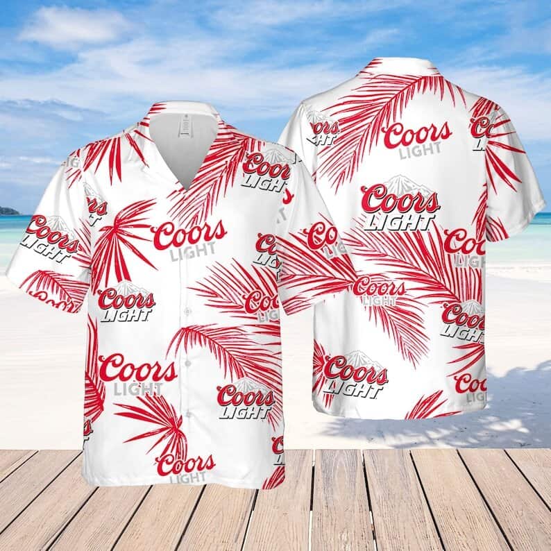 Coors Light Hawaiian Shirt Palm Leaves Pattern Summer Beach Gift